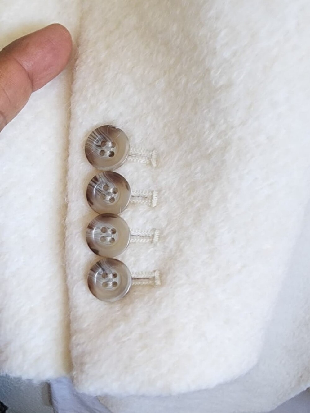 Ann Taylor Ivory Double-Breasted Long Wool Coat. - Picture 9 of 16